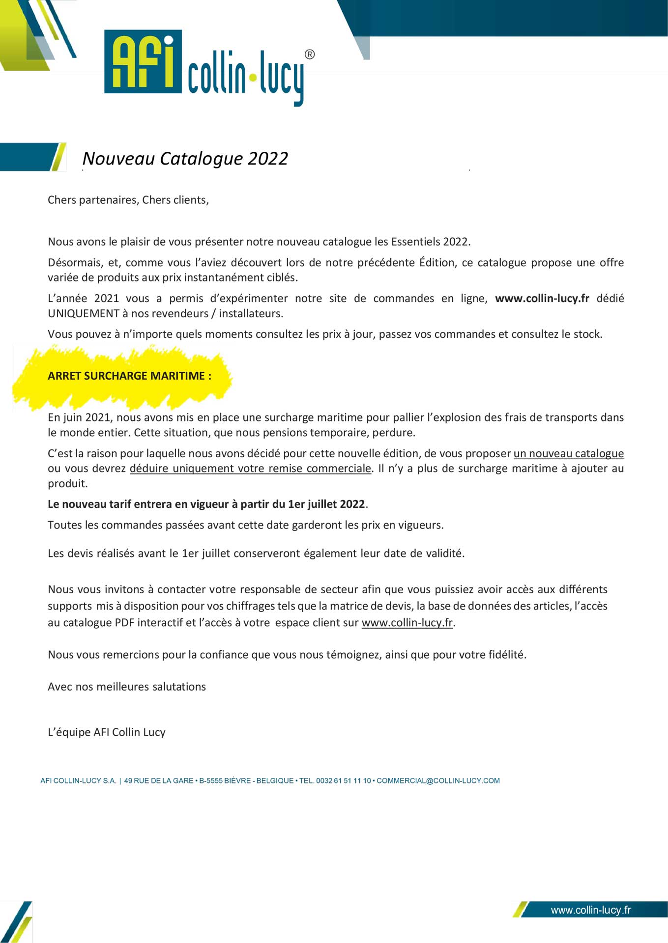 Annonce - Nouveau Catalogue 2022